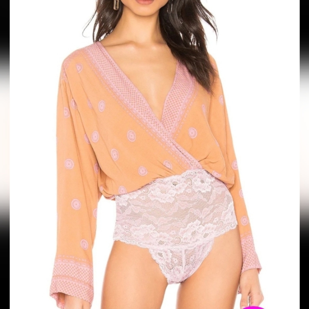 Free People On Board Bodysuit Xs intimately Orange boho lace